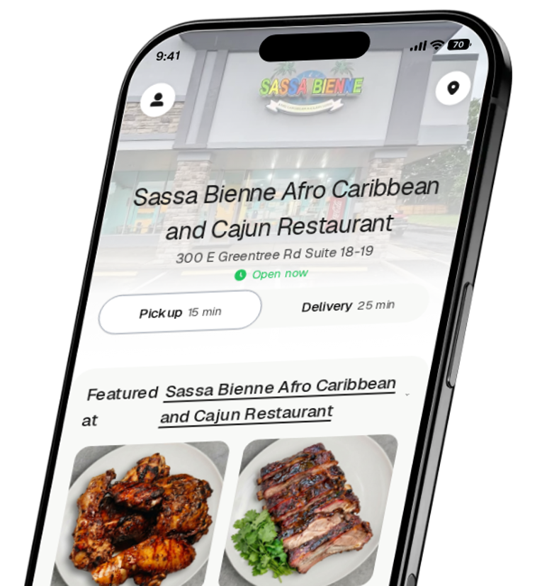 Sassa Bienne Afro Caribbean and Cajun Restaurant app preview